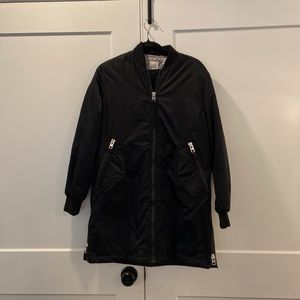 Gap, women’s size small, black,  long, bomber jacket,